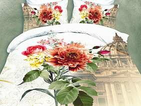 Постельное белье CLEO 2-х спальное (евро) из полисатина с цветами