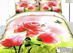Постельное белье 1,5 спальное из сатина с розами